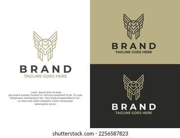  icon logo flat line art of viking, suitable for branding logo