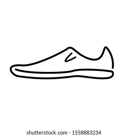 Icon and logo of flat shoes. One line style vector of shoes. Footwear vector design. Simple icon on isolated background.