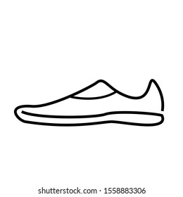 Icon and logo of flat shoes. One line style vector of shoes. Footwear vector design. Simple icon on isolated background.