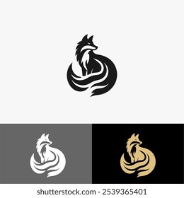 Icon logo fox silhouette vector black and white gold 