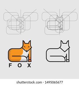 Icon Logo Fox Tutorial With Grid Style