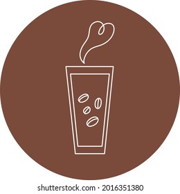 Icon, logo glass of coffee, chocolate. A sign in a circle is a hot drink in a glass. Paper cup. Vector illustration, background isolated.