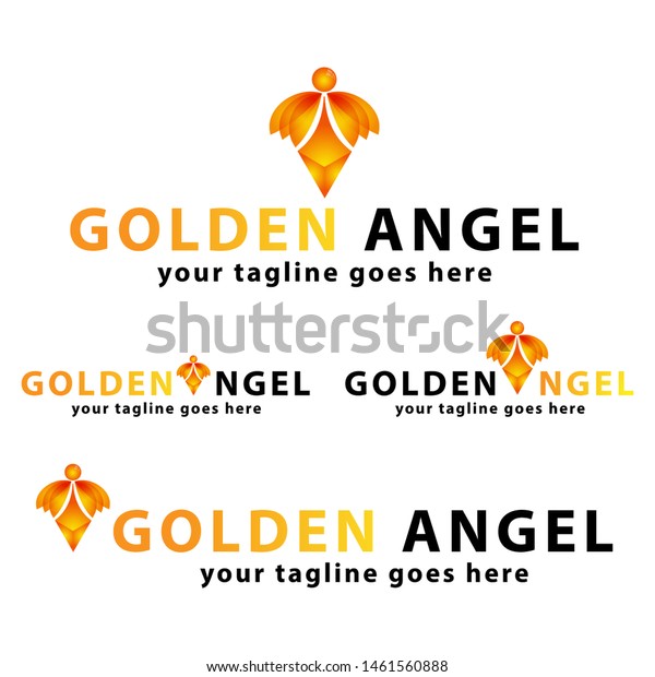 Icon logo. golden angel,\
company logo. abstract logo, template, background.- vector\
illustration
