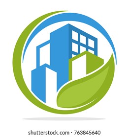 Icon logo with green city management concept