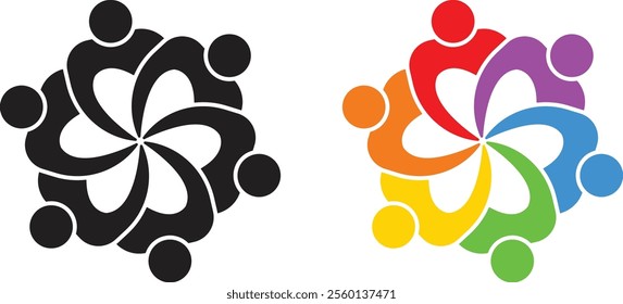 Icon logo group work together, community, work meeting, conference. Vector illustration	