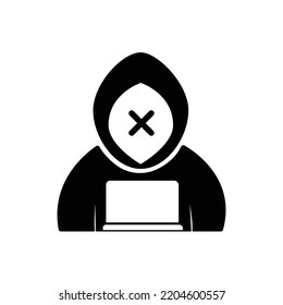 Icon Logo Hacker vector black white face cross