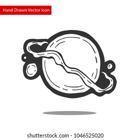 Icon and Logo. Hand Drawn Doodle Abstract Saturn Planet Solar Galaxy Universe Science. Graphic Design, Resource, Elements, Vector Illustration