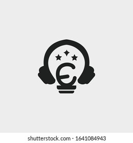 icon logo headphone with letter e vector design