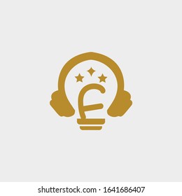 icon logo headphone with letter e vector design
