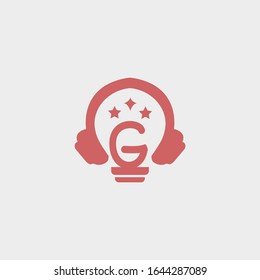 icon logo headphone with letter g vector design