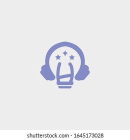 icon logo headphone with letter h vector design