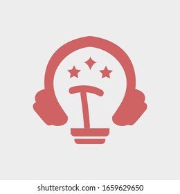 icon logo headphone with letter t vector design
