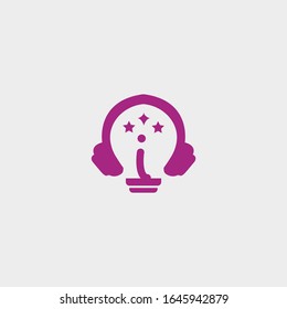 icon logo headphone with letter i vector design