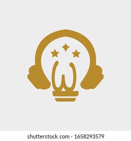 icon logo headphone with letter w vector design