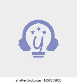 icon logo headphone with letter y vector design