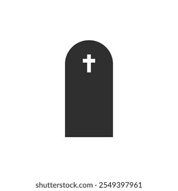 Icono o logotipo Lápida, Ilustración vectorial de lápida, RIP Lápidas con cruz para Halloween, cementerio o tumba, concepto de Elementos funerarios