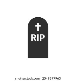 Icono o logotipo Lápida, Ilustración vectorial de lápida, RIP Lápidas con cruz para Halloween, cementerio o tumba, concepto de Elementos funerarios