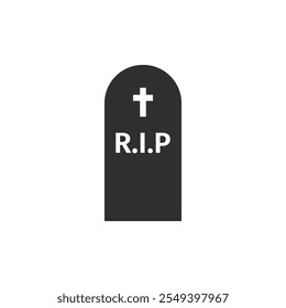 Icono o logotipo Lápida, Ilustración vectorial de lápida, RIP Lápidas con cruz para Halloween, cementerio o tumba, concepto de Elementos funerarios