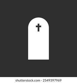 Icono o logotipo Lápida, Ilustración vectorial de lápida, RIP Lápidas con cruz para Halloween, cementerio o tumba, concepto de Elementos funerarios