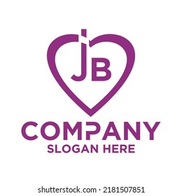 Icon logo heart shape with combination of initials letter J B