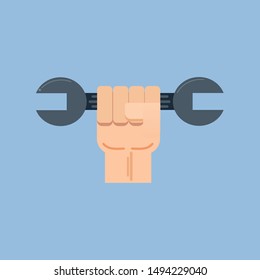 Icon, Logo Hold Screwdriver Vector, Flat Design Illustration