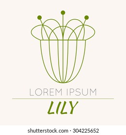 Icon. The logo with the image of a decorative flower, sleek silhouette of a bell