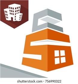 Icon logo initial for business development of construction services, with combination of letters S & C
