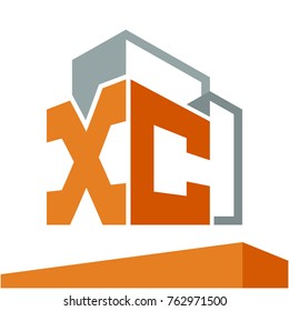 Icon logo initial for business development of construction services, with combination of letters X & C