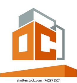 Icon logo initial for business development of construction services, with combination of letters O & C