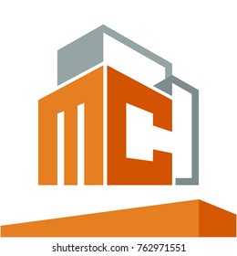 Icon logo initial for business development of construction services, with combination of letters M & C