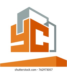 Icon logo initial for business development of construction services, with combination of letters Y & C