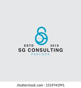 Icon Logo of initial SG with padlock concept