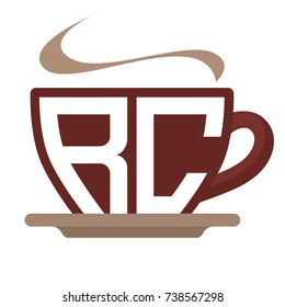 icon logo initials for coffee shop business, with combination of letter R and C