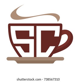 icon logo initials for coffee shop business, with combination of letter S and C