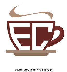 icon logo initials for coffee shop business, with combination of letter E and C