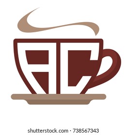 icon logo initials for coffee shop business, with combination of letter A and C