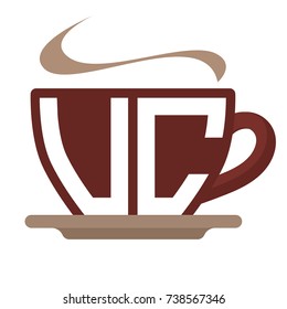 icon logo initials for coffee shop business, with combination of letter U and C