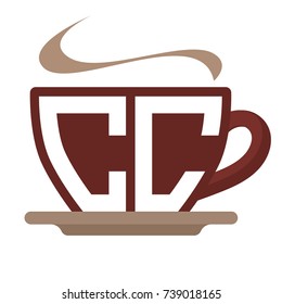 icon logo initials for coffee shop business, with combination of letter C and C