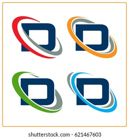 Icon logo initials letter D with concept around the rotating / orbiting