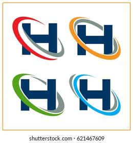 Icon logo initials letter H with concept around the rotating / orbiting