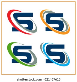 Icon logo initials letter S with concept around the rotating / orbiting