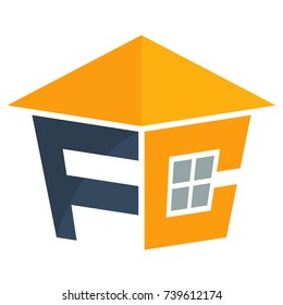 Icon logo initials for residential construction business, with combination of letters F & C