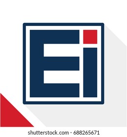 Icon logo initials square shape with a combination of the letters E and I