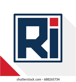 Icon logo initials square shape with a combination of the letters R and I