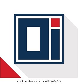 Icon logo initials square shape with a combination of the letters O and I