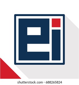 Icon logo initials square shape with a combination of the letters E and I