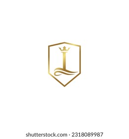 icon logo L gold technology vector illustration