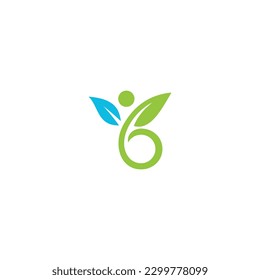icono logo hoja de imagen azul verde vector