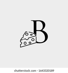 icon logo letter b with cheese vector illustration design