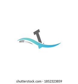 Icono letra del logotipo I caer en la ilustración del agua